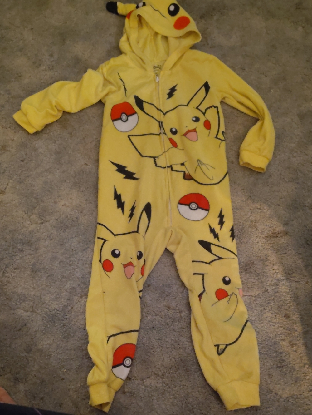 Pikachu Yellow Kids One-Piece Hooded Pajama